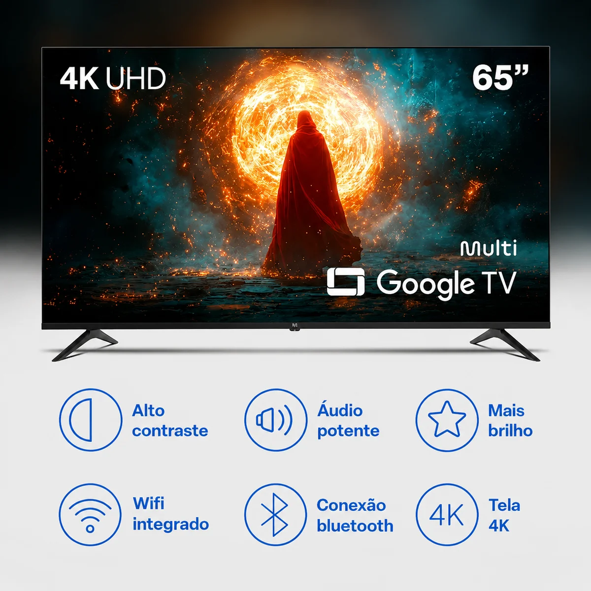 Smart TV 65" Google 4K DLED Preto - Multi