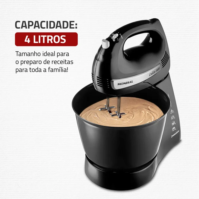 Batedeira B-50 127V Cake INOX Premium 500W Preto - Mondial
