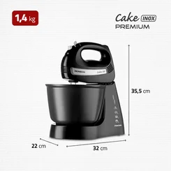 Batedeira B-50 127V Cake INOX Premium 500W Preto - Mondial
