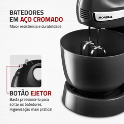 Batedeira B-04 NP 127V Due Cake INOX Premium 500W Preto - Mondial