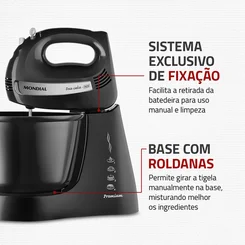 Batedeira B-04 NP 127V Due Cake INOX Premium 500W Preto - Mondial