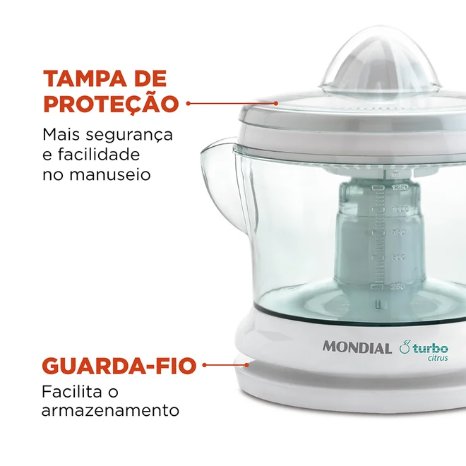 Espremedor E-01 127V 25W Turbo Citrus Branco - Mondial