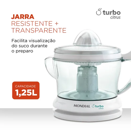 Espremedor E-01 127V 25W Turbo Citrus Branco - Mondial