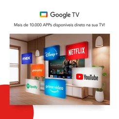 Smart TV Aiwa 65 Polegadas Google TV 4K Comando de Voz Dolby Vision e Atmos AWS-TV-65-BL-01-G - AP / MT