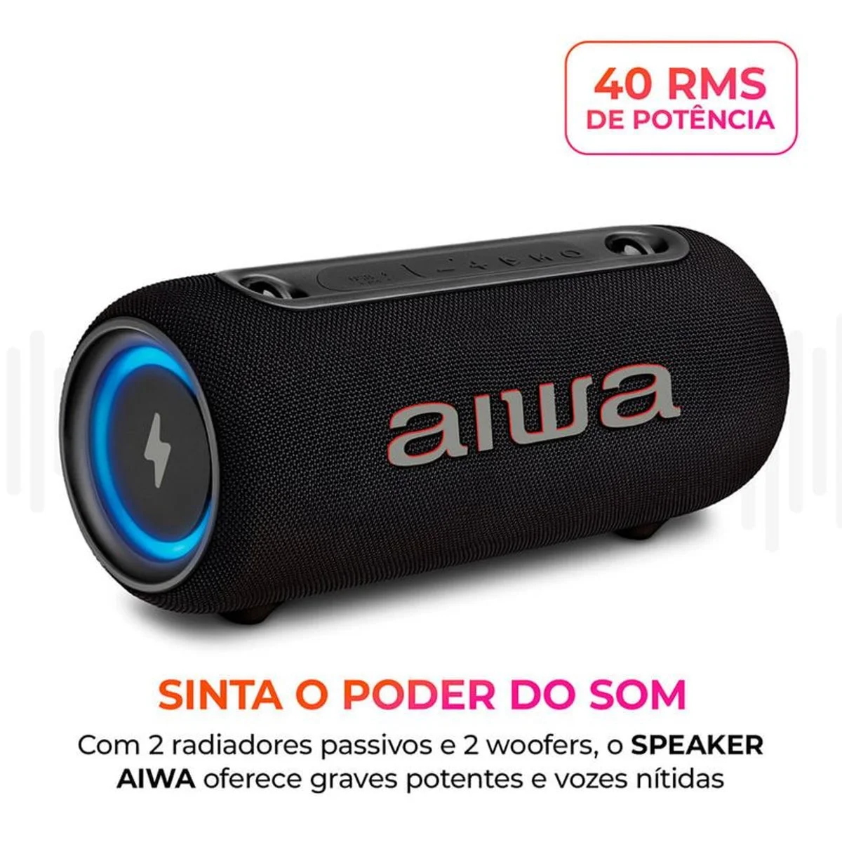 Caixa de Som Speaker AIWA AWS-SP-04-LB 40W Bluetooth IPX5 Bivolt - AP / MT