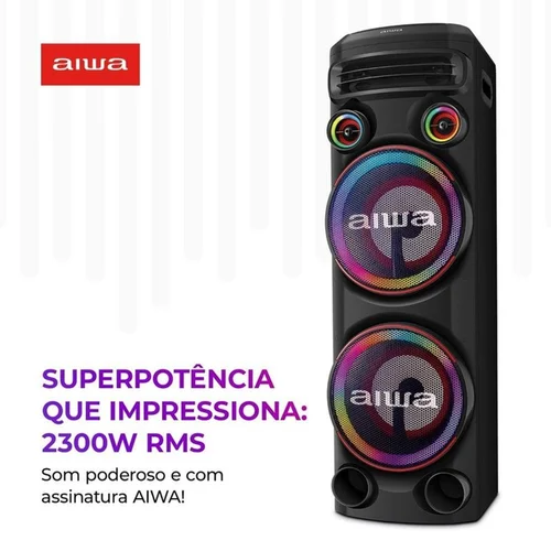 Torre de Som Aiwa AWS-T2W-02 2300W Bluetooth RGB USB FM DJ Bivolt - AP / MT