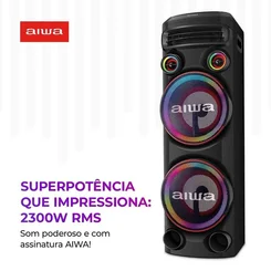 Torre de Som Aiwa AWS-T2W-02 2300W Bluetooth RGB USB FM DJ Bivolt - AP / MT