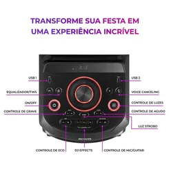 Torre de Som Aiwa AWS-T2W-02 2300W Bluetooth RGB USB FM DJ Bivolt - AP / MT