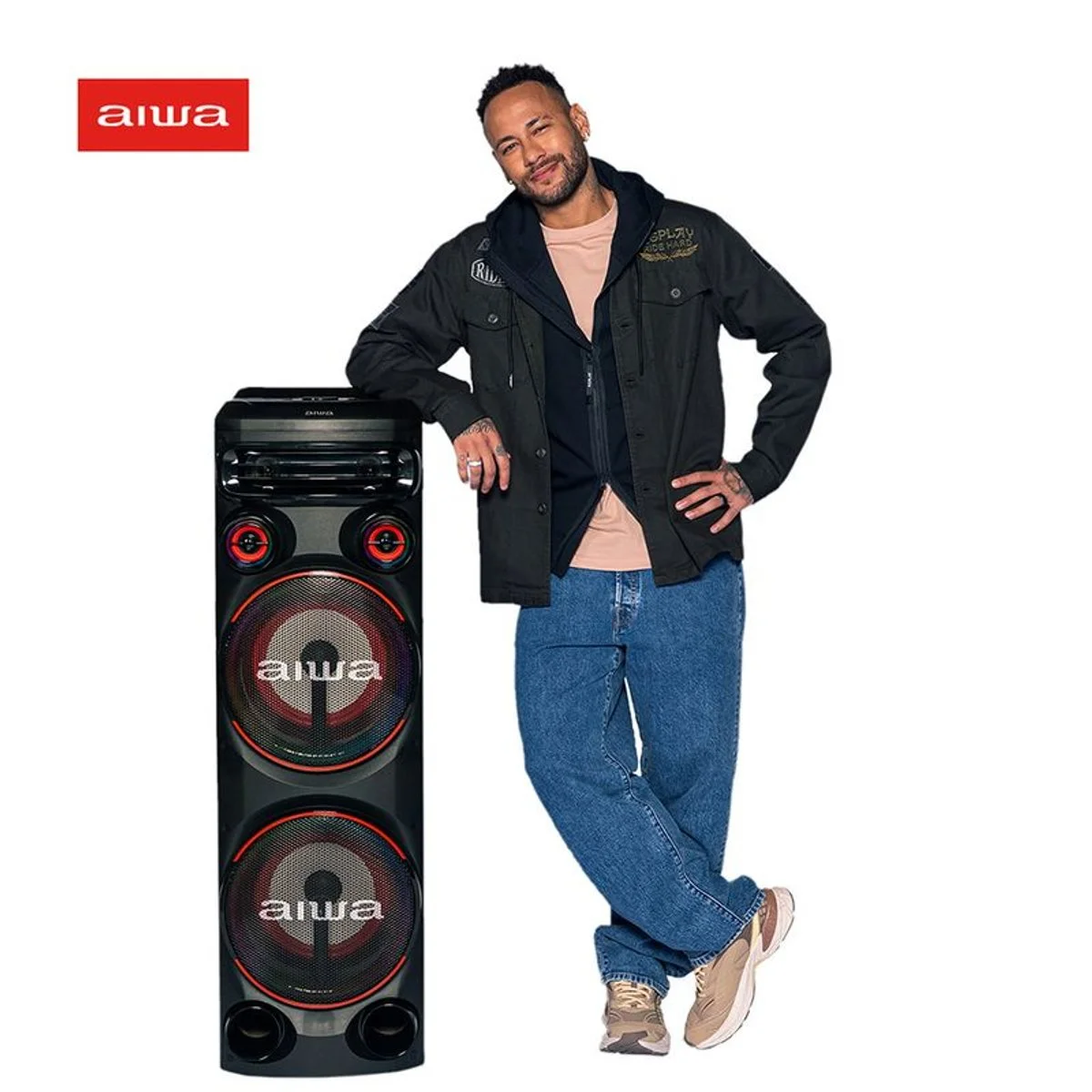 Torre de Som Aiwa AWS-T2W-02 2300W Bluetooth RGB USB FM DJ Bivolt - AP / MT