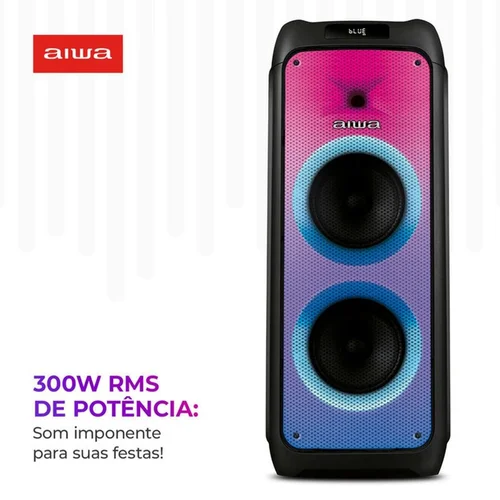 Caixa de Som Party Box AIWA AWS-PB-06 Bluetooth 20H RGB USB TWS - Preto - AP / MT