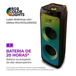 Caixa de Som Party Box AIWA AWS-PB-06 Bluetooth 20H RGB USB TWS - Preto - AP / MT