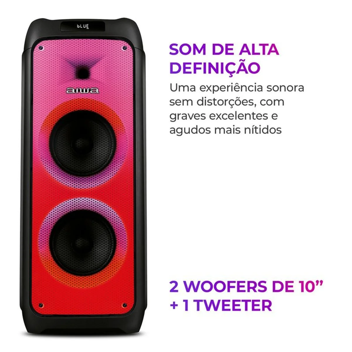 Caixa de Som Party Box AIWA AWS-PB-06 Bluetooth 20H RGB USB TWS - Preto - AP / MT