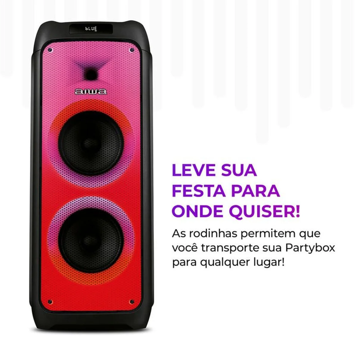 Caixa de Som Party Box AIWA AWS-PB-06 Bluetooth 20H RGB USB TWS - Preto - AP / MT