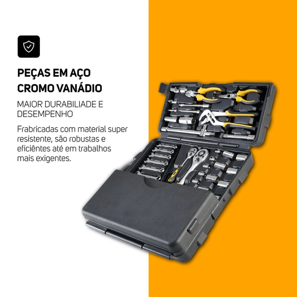Kit de Ferramentas WAP 110 Peças WF M110 em Aço Cromo Vanádio com Maleta Organizadora - AP / MT