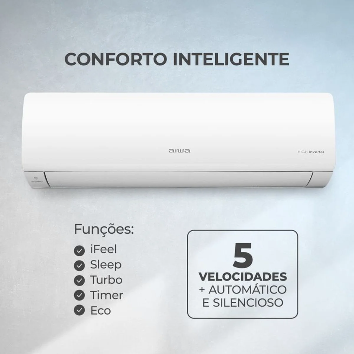 Ar Condicionado AIWA Split High Wall High Inverter 18.000 BTUs Frio 220V AWS-AC-18F - AP / MT