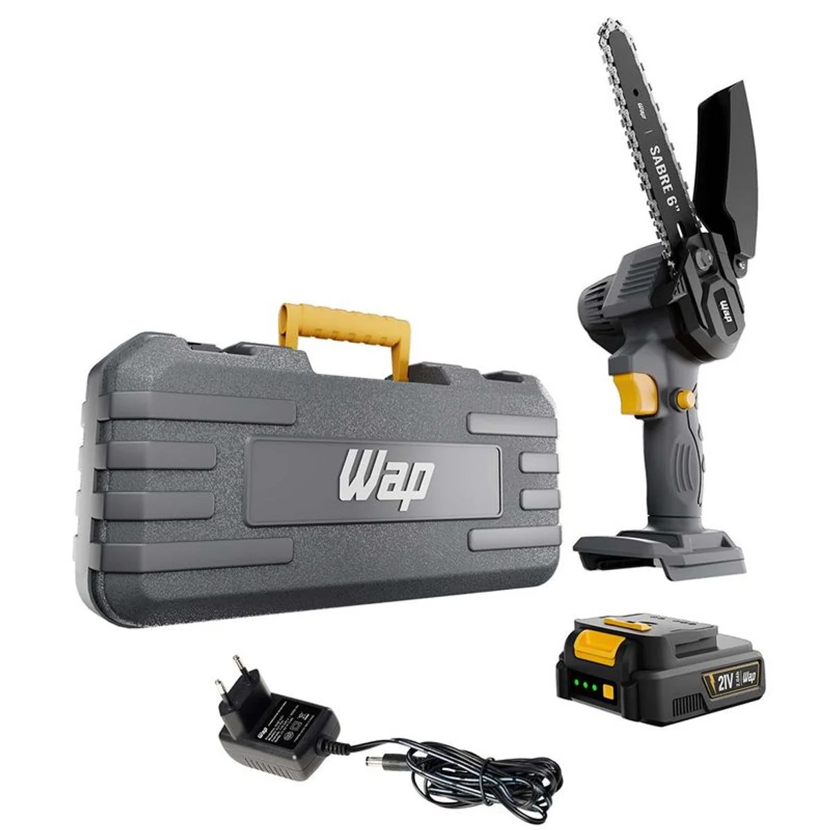 Motosserra de Sabre 6" WAP K21 S01 com Bateria, Carregador e Maleta - AP / MT