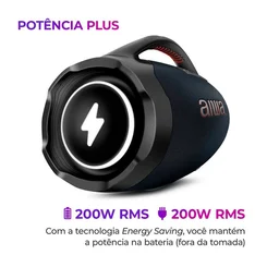 Caixa de Som Boombox Plus AIWA AWS-BBS-01-LBL 200W Bluetooth RGB Bivolt - AP / MT