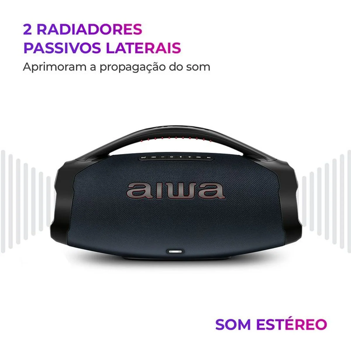 Caixa de Som Boombox Plus AIWA AWS-BBS-01-LBL 200W Bluetooth RGB Bivolt - AP / MT