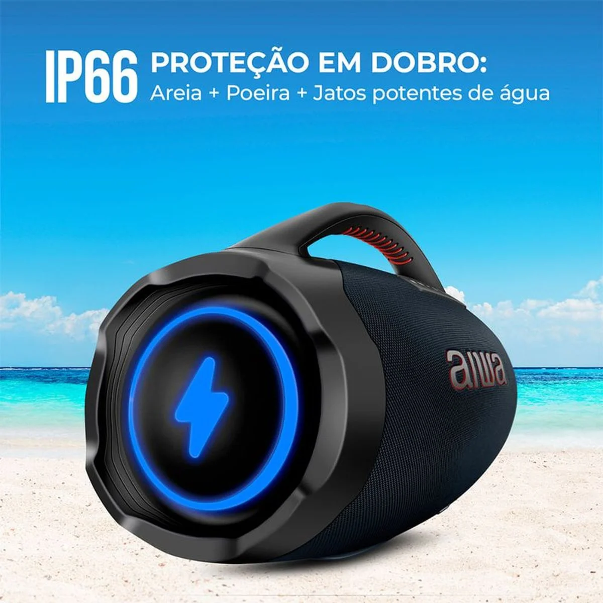 Caixa de Som Boombox Plus AIWA AWS-BBS-01-LBL 200W Bluetooth RGB Bivolt - AP / MT