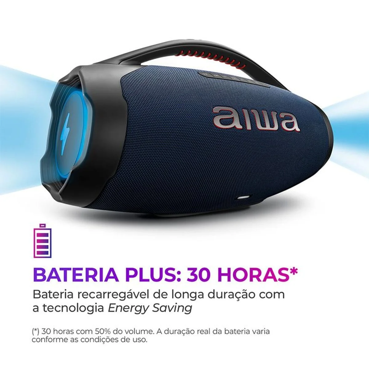 Caixa de Som Boombox Plus AIWA AWS-BBS-01-LBL 200W Bluetooth RGB Bivolt - AP / MT