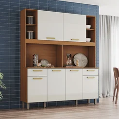 Kit Cozinha Compacta 6 Portas 2 Gavetas B130-221 Cinamomo/Off White Henn