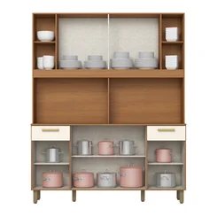 Kit Cozinha Compacta 6 Portas 2 Gavetas B130-221 Cinamomo/Off White Henn