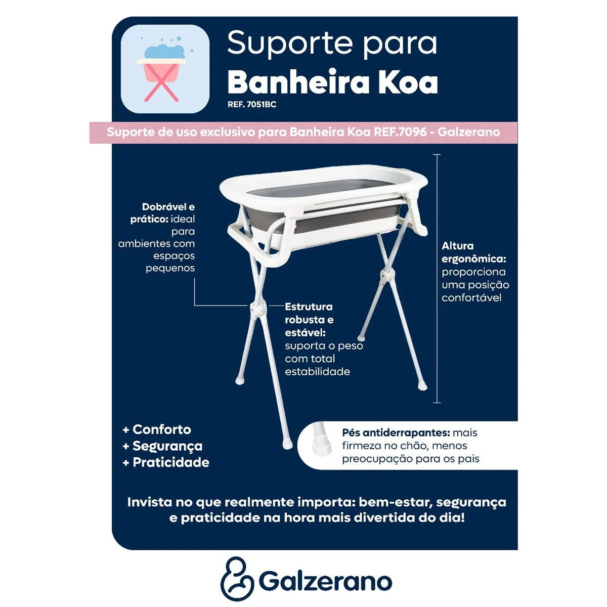 Suporte Para Banheira Koa Branca 7051BC - Galzerano