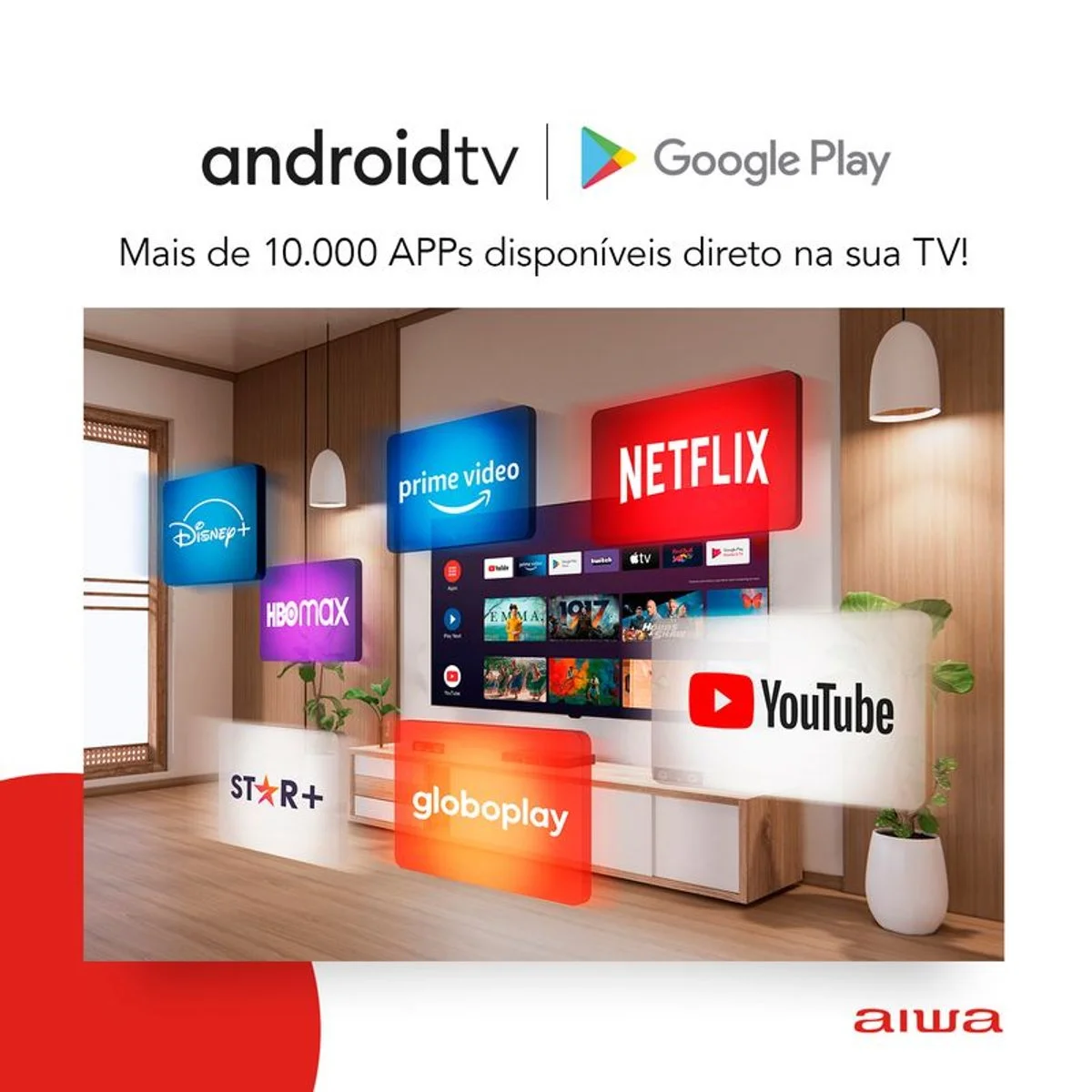 Smart TV AIWA 55" Android 4K Borda Ultrafina Dolby Vision e Atmos AWS-TV-55-BL-01-A - AP / MT