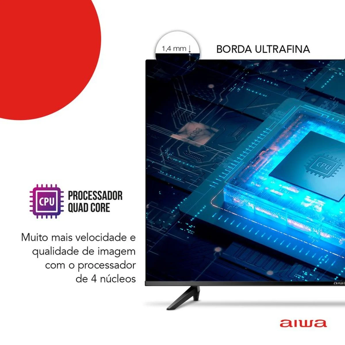 Smart TV AIWA 32" Android HD Borda Ultrafina HDR10 Dolby Áudio AWS-TV-32-BL-02-A - AP / MT