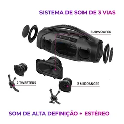 Caixa de Som Boombox Plus AIWA AWS-BBS-01B 200W RMS Bluetooth IP66 - Preta - AP / MT
