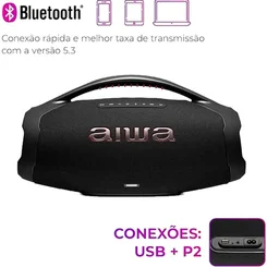 Caixa de Som Boombox Plus AIWA AWS-BBS-01B 200W RMS Bluetooth IP66 - Preta - AP / MT