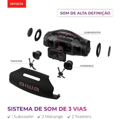 Caixa de Som Boombox Plus AIWA AWS-BBS-01B 200W RMS Bluetooth IP66 - Preta - AP / MT