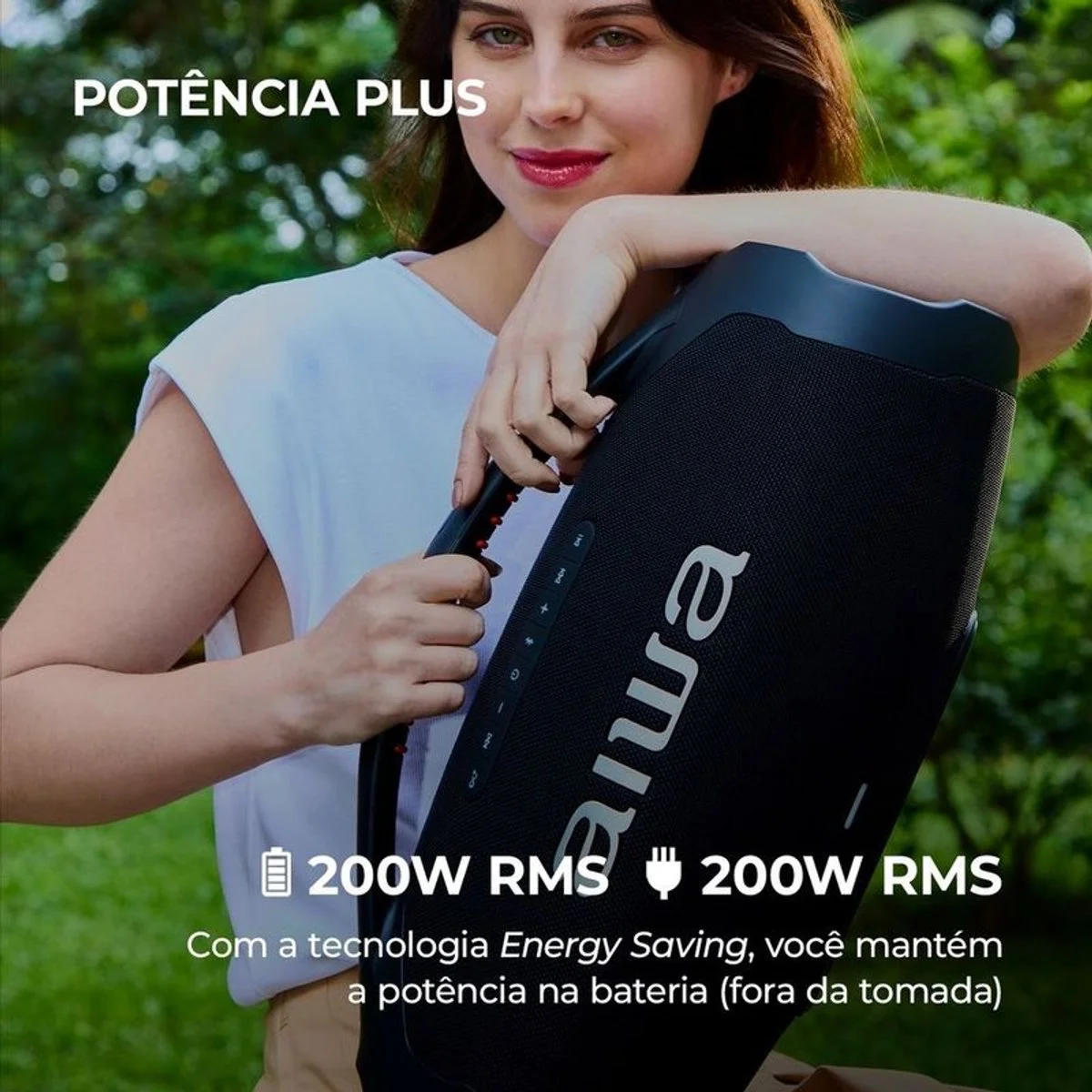 Caixa de Som Boombox Plus AIWA AWS-BBS-01B 200W RMS Bluetooth IP66 - Preta - AP / MT