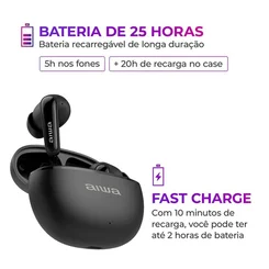 Fone de Ouvido Earbud AIWA AWS-EB-01-B Bluetooth IPX5 ANC Bivolt - AP / MT