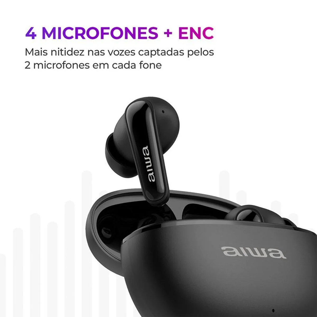 Fone de Ouvido Earbud AIWA AWS-EB-01-B Bluetooth IPX5 ANC Bivolt - AP / MT