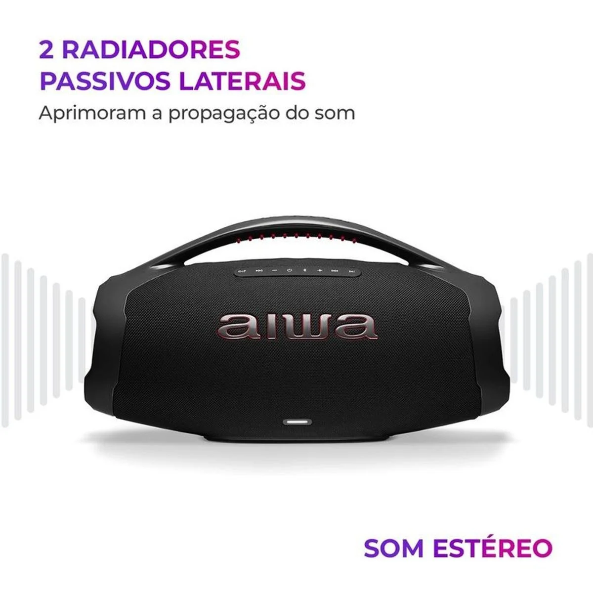 Caixa de Som Boombox Plus AIWA AWS-BBS-01-B 200W Bluetooth 5.3 Preto - AP / MT