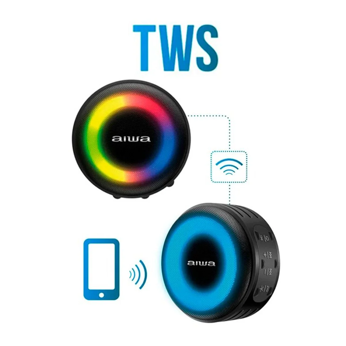 Mini Speaker Bluetooth AWS-SP-02 AIWA 10W RMS IP65 LED RGB - AP / MT