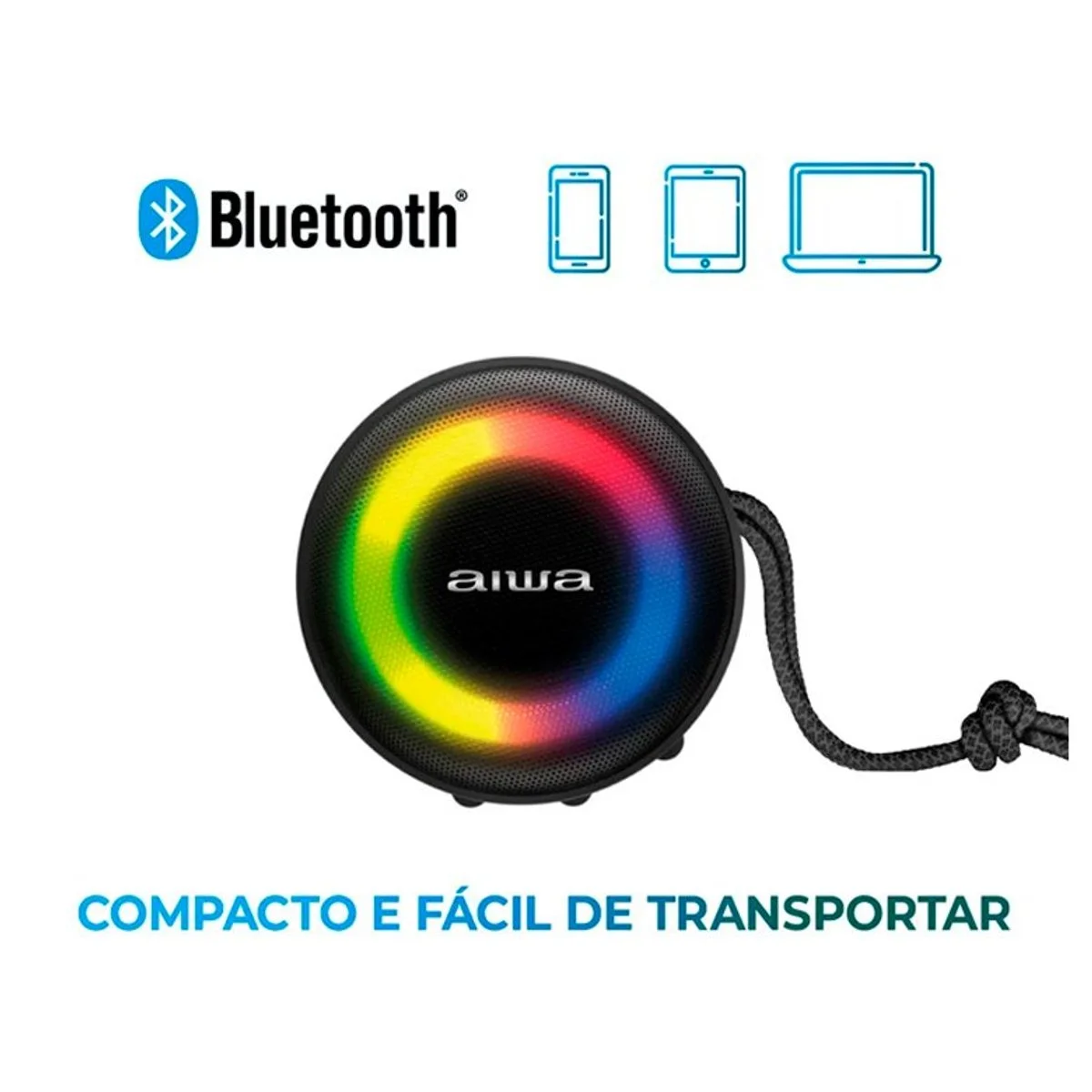 Mini Speaker Bluetooth AWS-SP-02 AIWA 10W RMS IP65 LED RGB - AP / MT
