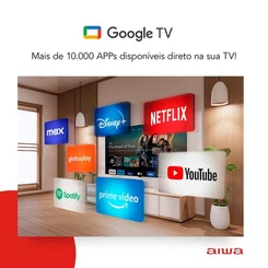 Smart TV AIWA 75 Polegadas Google TV 4K Dolby Vision Atmos AWS-TV-75-BL-01-G - AP / MT
