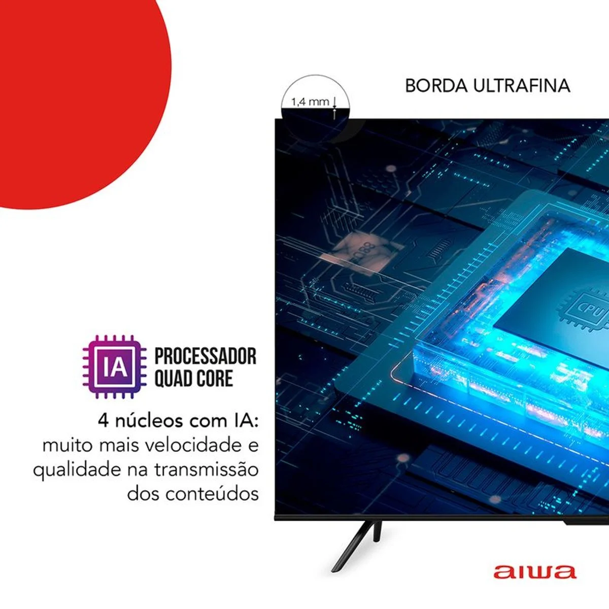 Smart TV AIWA 75 Polegadas Google TV 4K Dolby Vision Atmos AWS-TV-75-BL-01-G - AP / MT