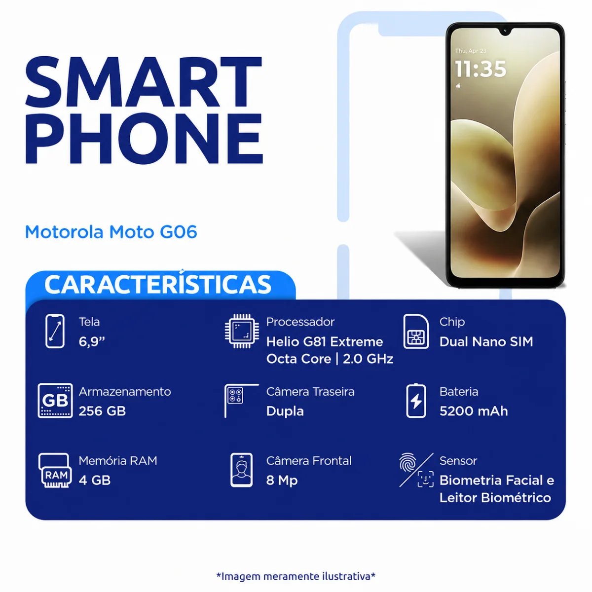 Celular Motorola MOTO G06 256GB Bege 54146214