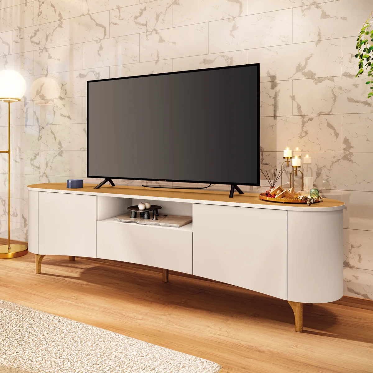 Bancada Elara 200x575x425 Off White/Cinamomo 2131 - Bortollo