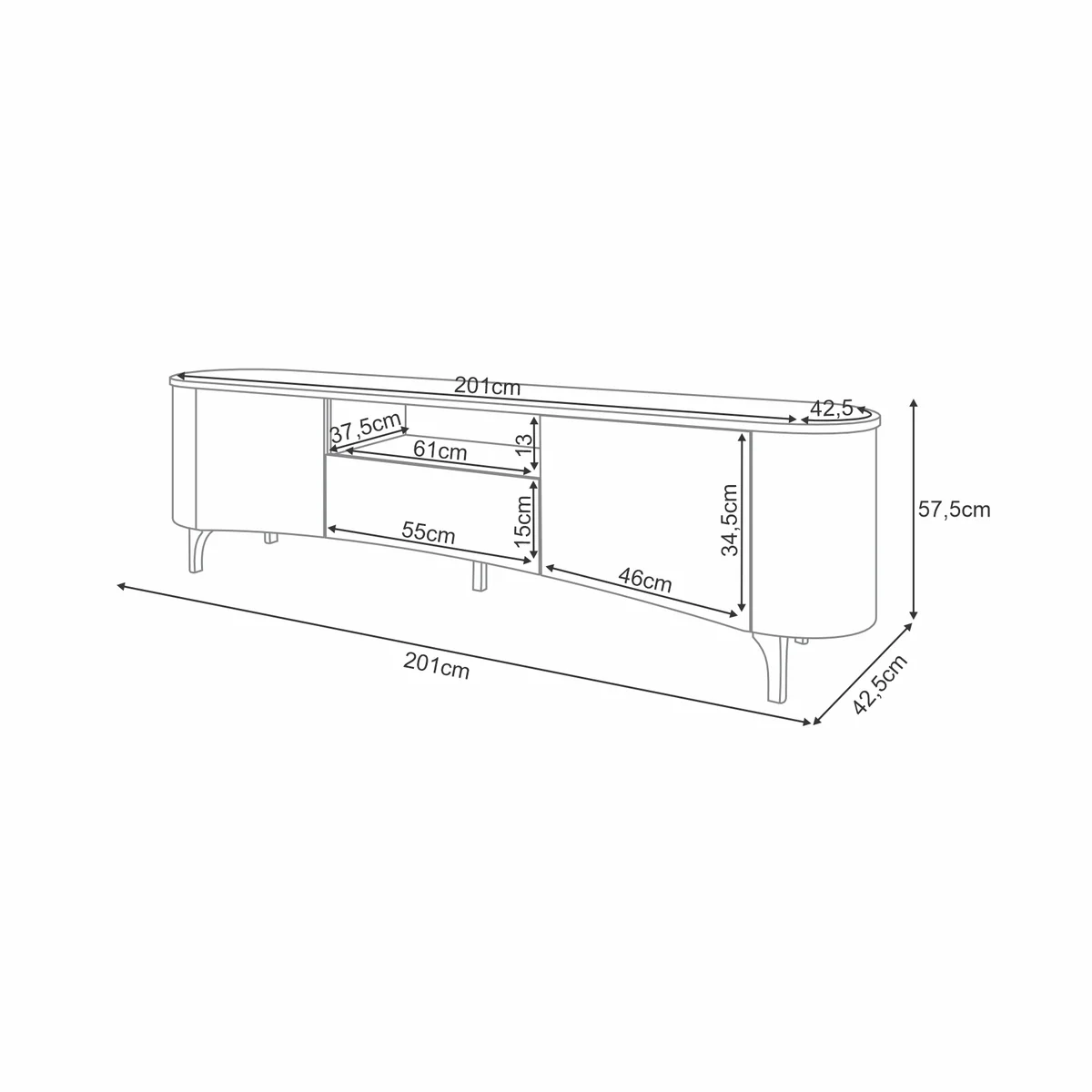 Bancada Elara 200x575x425 Off White/Cinamomo 2131 - Bortollo