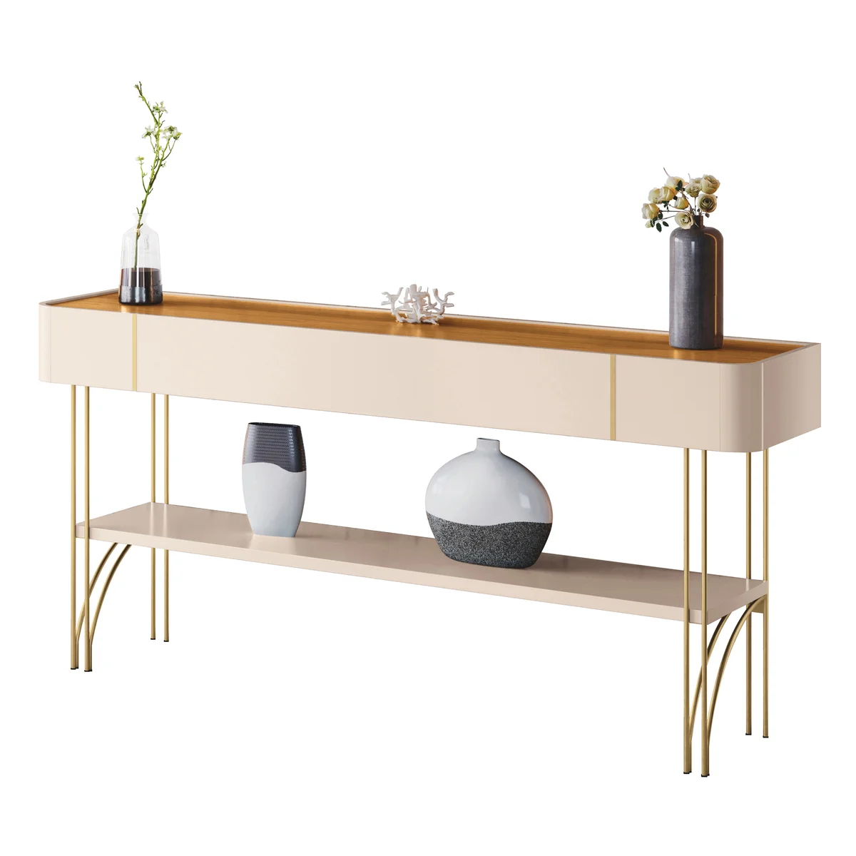 Aparador Vivant 160x76x36 Off White/Cinamomo 7090 - Bortolloti