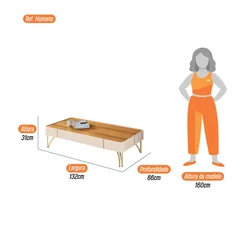 Mesa De Centro Cadenza Off White/Cinamomo 5230 - Bortolloti
