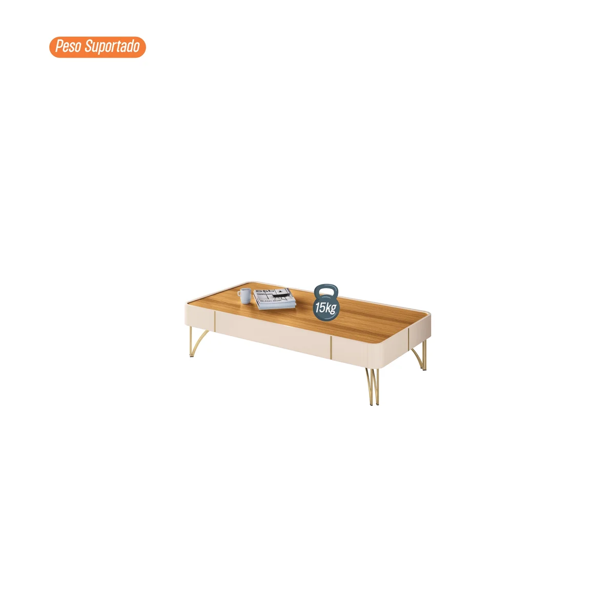 Mesa De Centro Cadenza Off White/Cinamomo 5230 - Bortolloti