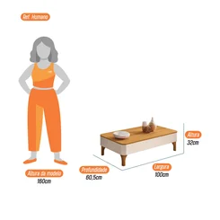 Mesa De Centro Liz Off White/Cinamomo 5440 - Bortolloti
