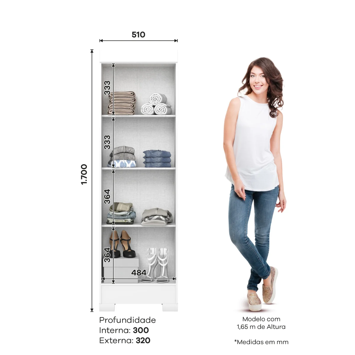 Roupeiro Multiuso 2 Portas Branco B387-10 - Henn