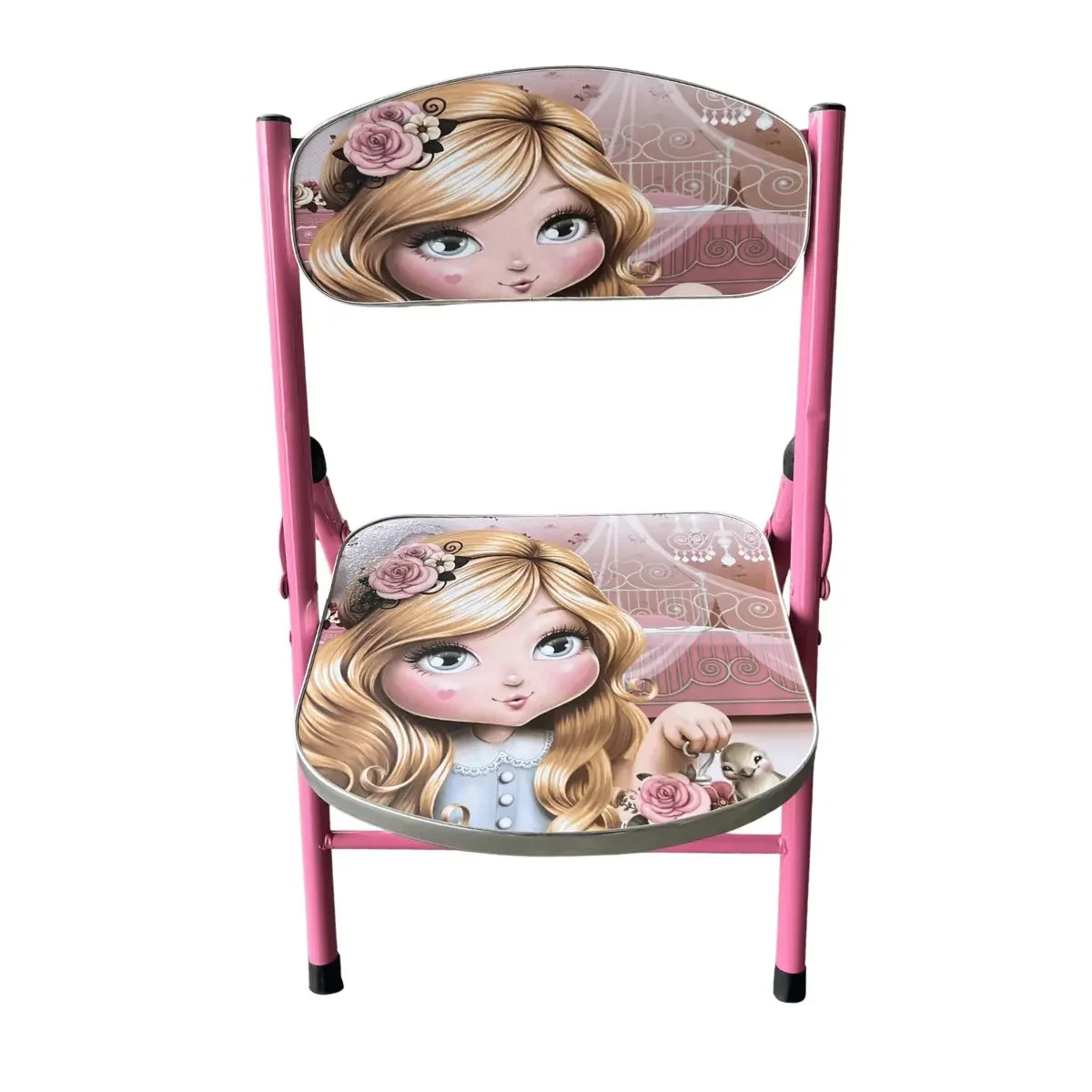 Conjunto de Mesa + Cadeira Infantil em Aço com Tampo MDF Rosa - Artrin - AP / MT