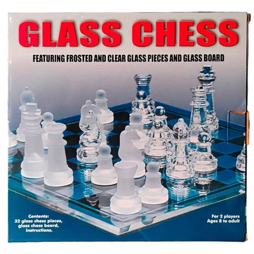 Jogo de Xadrez 32 Peças Glass Chess Tabuleiro de Vidro ART-24-156 - AP / MT